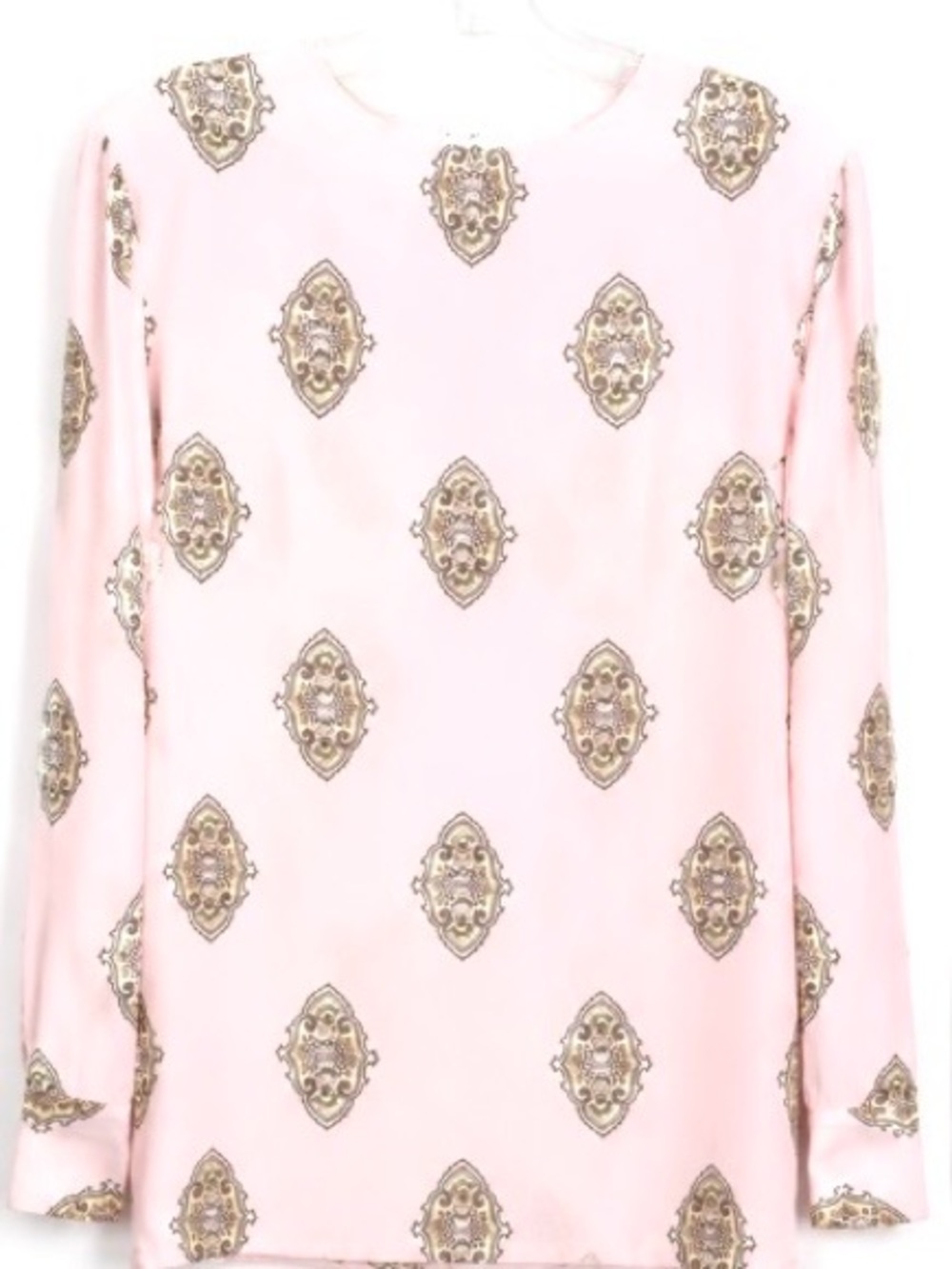 Vintage Pink Medallion Print Blouse Made in Japan Quiet Luxury Boho Chic Career